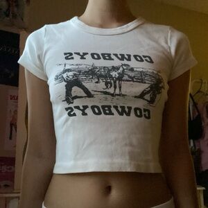 White Graphic Crop Top